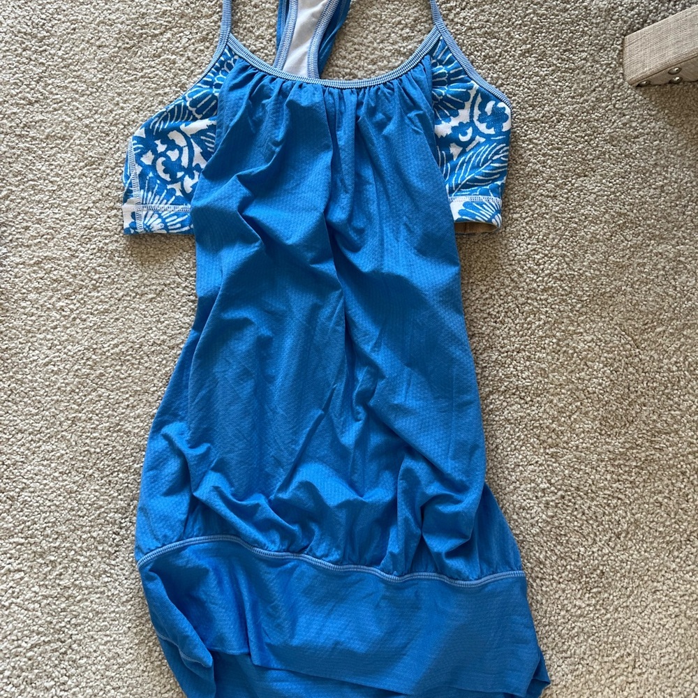 Blue and White Athletic Tank Top